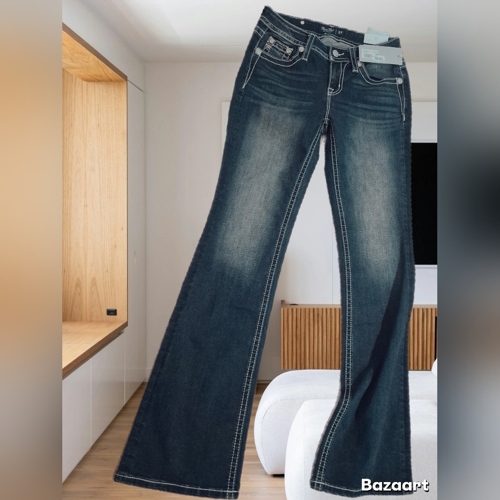 Miss Me Dark Blue Boot Cut Jeans 27 by 34 length